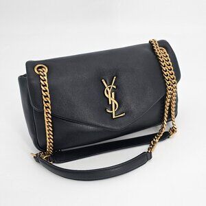 Black Designer Inspired Lambskin Chain Shoulder Bag | Real Leather